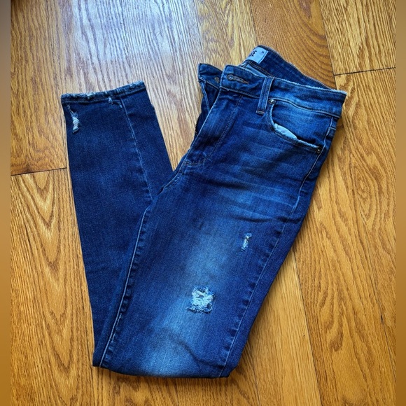 PAIGE Hoxton Crop Distressed Skinny Jeans size 27 Medium/Dark Denim - Picture 1 of 7